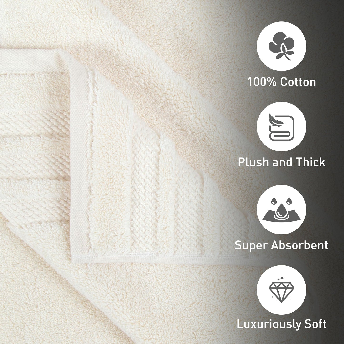 Cotton Luxury Bath Towel Set Quick Dry Soft Absorbent Bathroom Towels Large Size