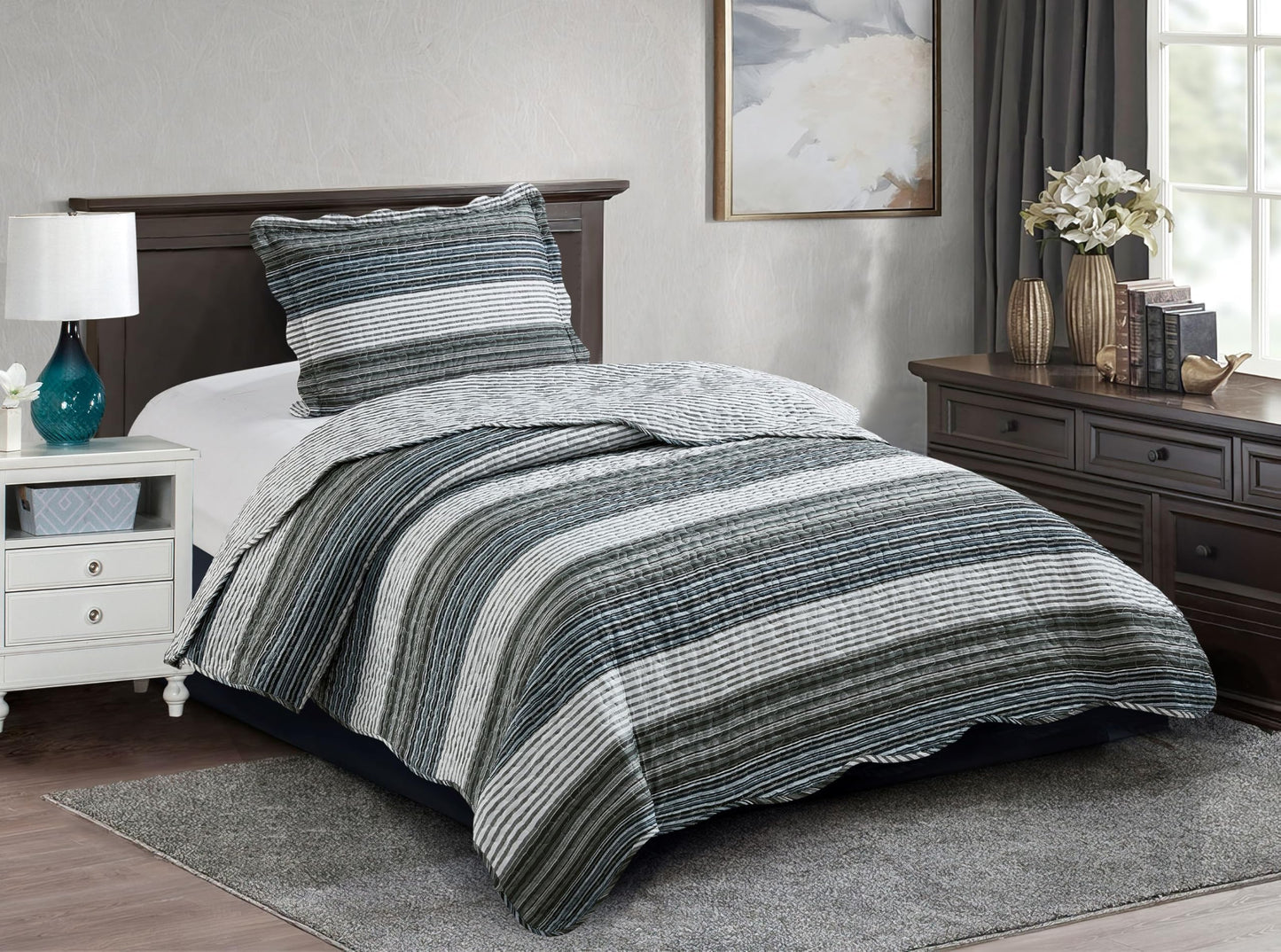 Patchwork Quilt Set Reversible Lightweight All Season Coverlet Bedding