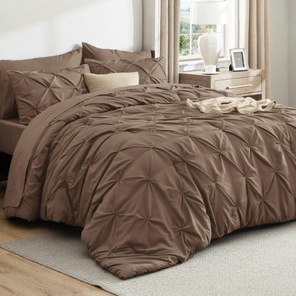 Pintuck Comforter Set Bed in a Bag 7 Piece All Season Bedding