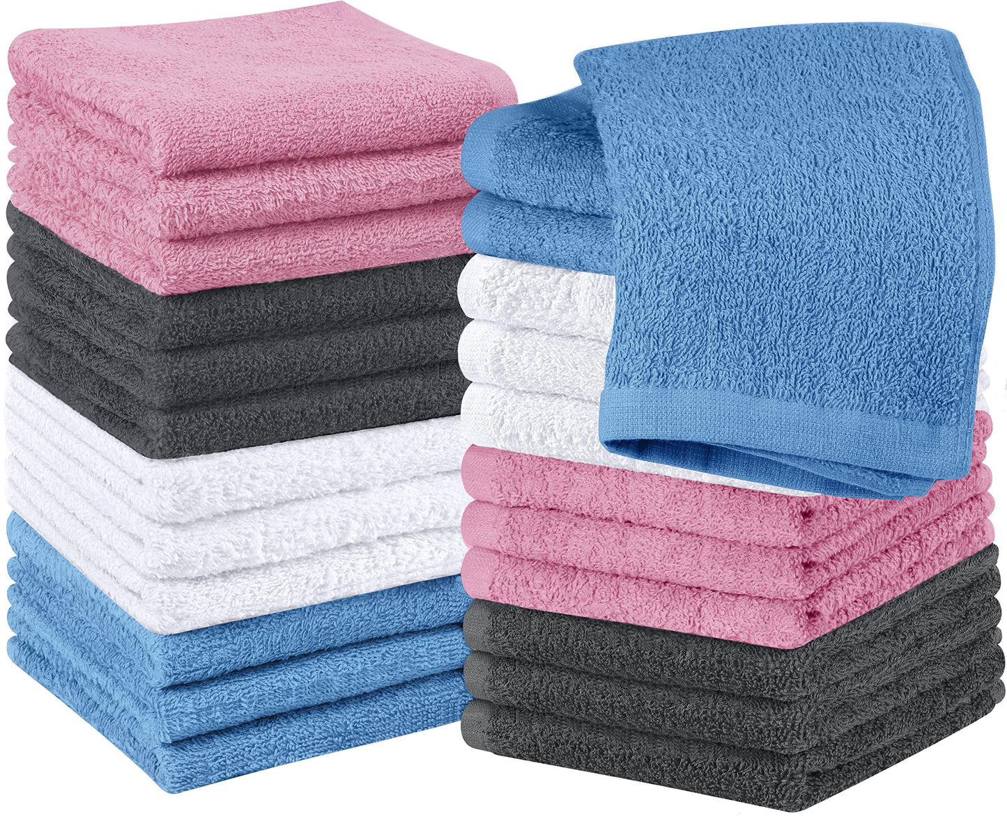 Cotton Washcloth Set Ring Spun Soft Absorbent Face Cloths Premium Towels