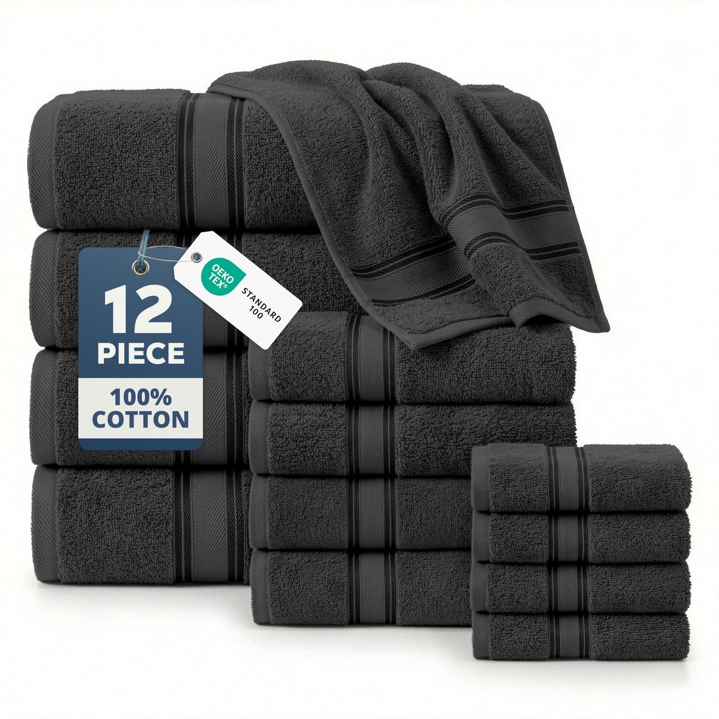 Zero Twist Cotton Bath Towel Set Quick Dry Ultra Absorbent Soft Towels