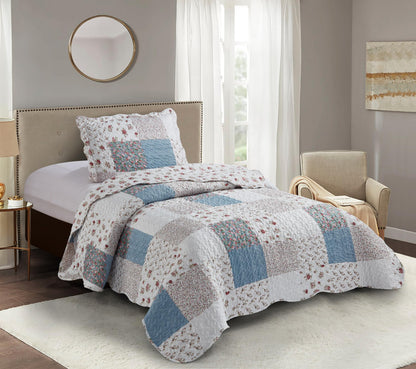 Patchwork Quilt Set Reversible Lightweight All Season Coverlet Bedding