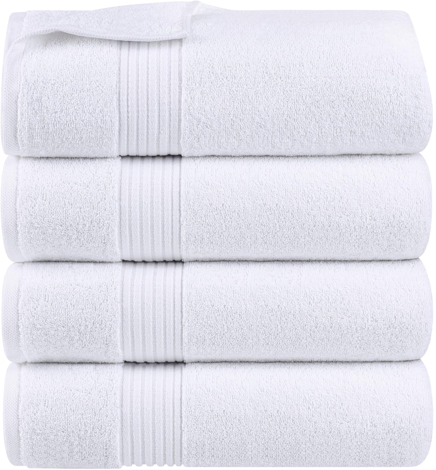 Cotton Bath Towel Set 27x54 Ring Spun Soft Absorbent 12 Pack White