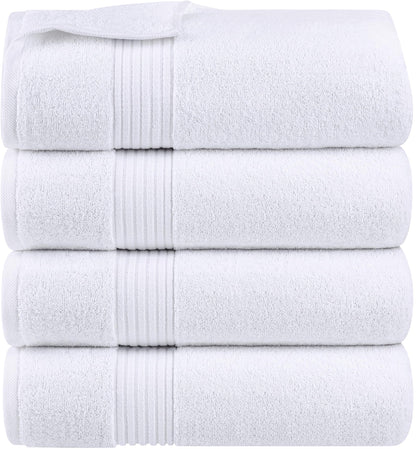 Cotton Bath Towel Set 27x54 Ring Spun Soft Absorbent 12 Pack White