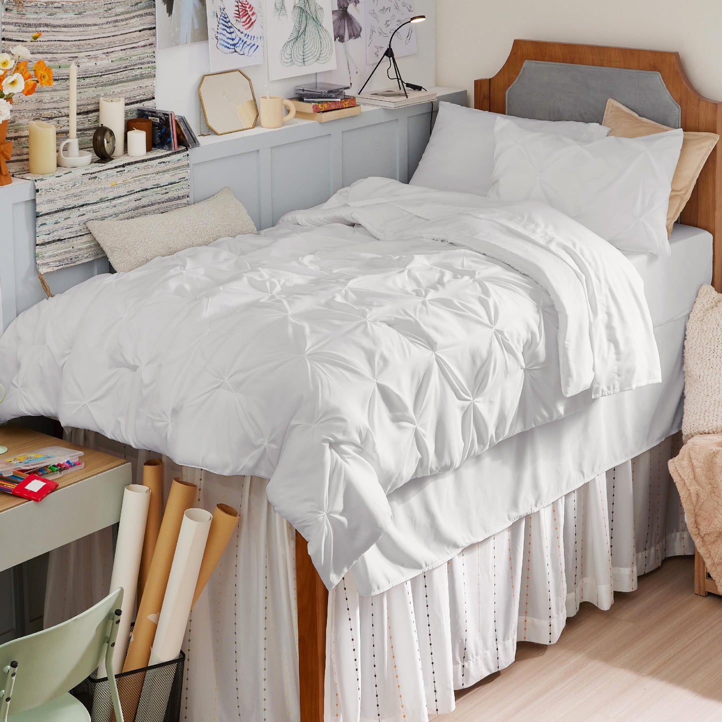 Pintuck Comforter Set Bed in a Bag 7 Piece All Season Bedding