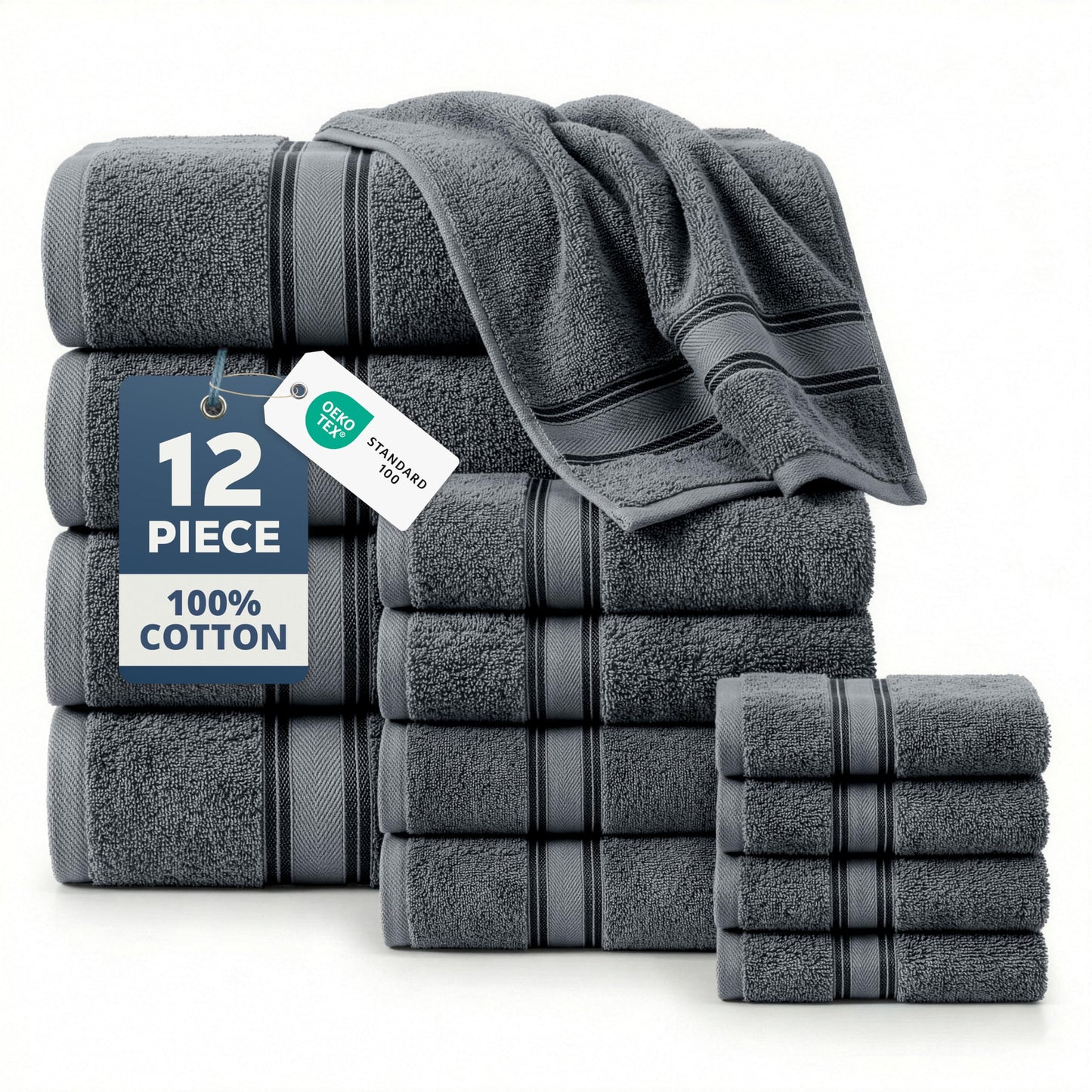 Zero Twist Cotton Bath Towel Set Quick Dry Ultra Absorbent Soft Towels