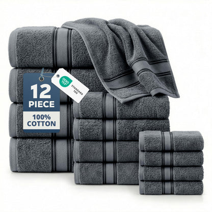 Zero Twist Cotton Bath Towel Set Quick Dry Ultra Absorbent Soft Towels