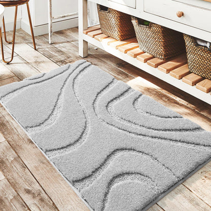 Plush Microfiber Bath Rug Non Slip Absorbent Bathroom Floor Mat Machine Washable