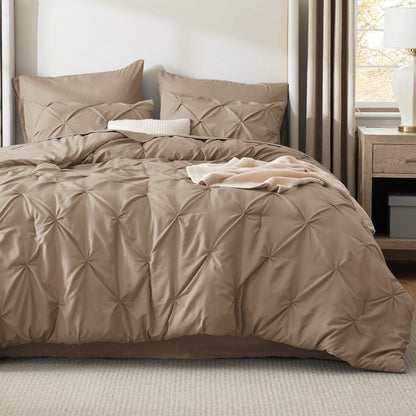 Pintuck Comforter Set Bed in a Bag 7 Piece All Season Bedding