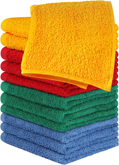 Cotton Washcloth Set Ring Spun Soft Absorbent Face Cloths Premium Towels