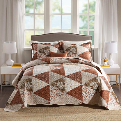 Floral Quilt Set 3 Piece Oversized Bedspread Coverlet Set Lightweight Bedding