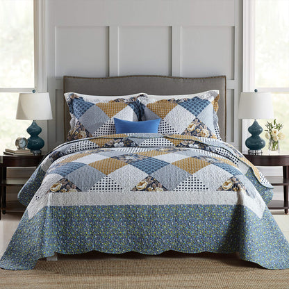 Floral Quilt Set 3 Piece Oversized Bedspread Coverlet Set Lightweight Bedding