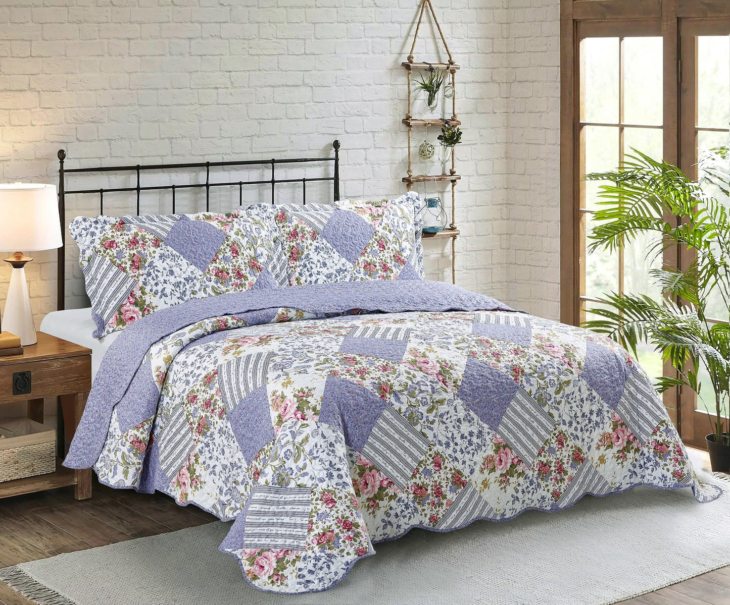Patchwork Quilt Set Reversible Lightweight All Season Coverlet Bedding