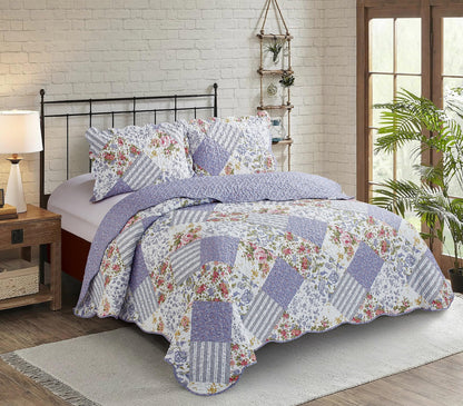 Patchwork Quilt Set Reversible Lightweight All Season Coverlet Bedding